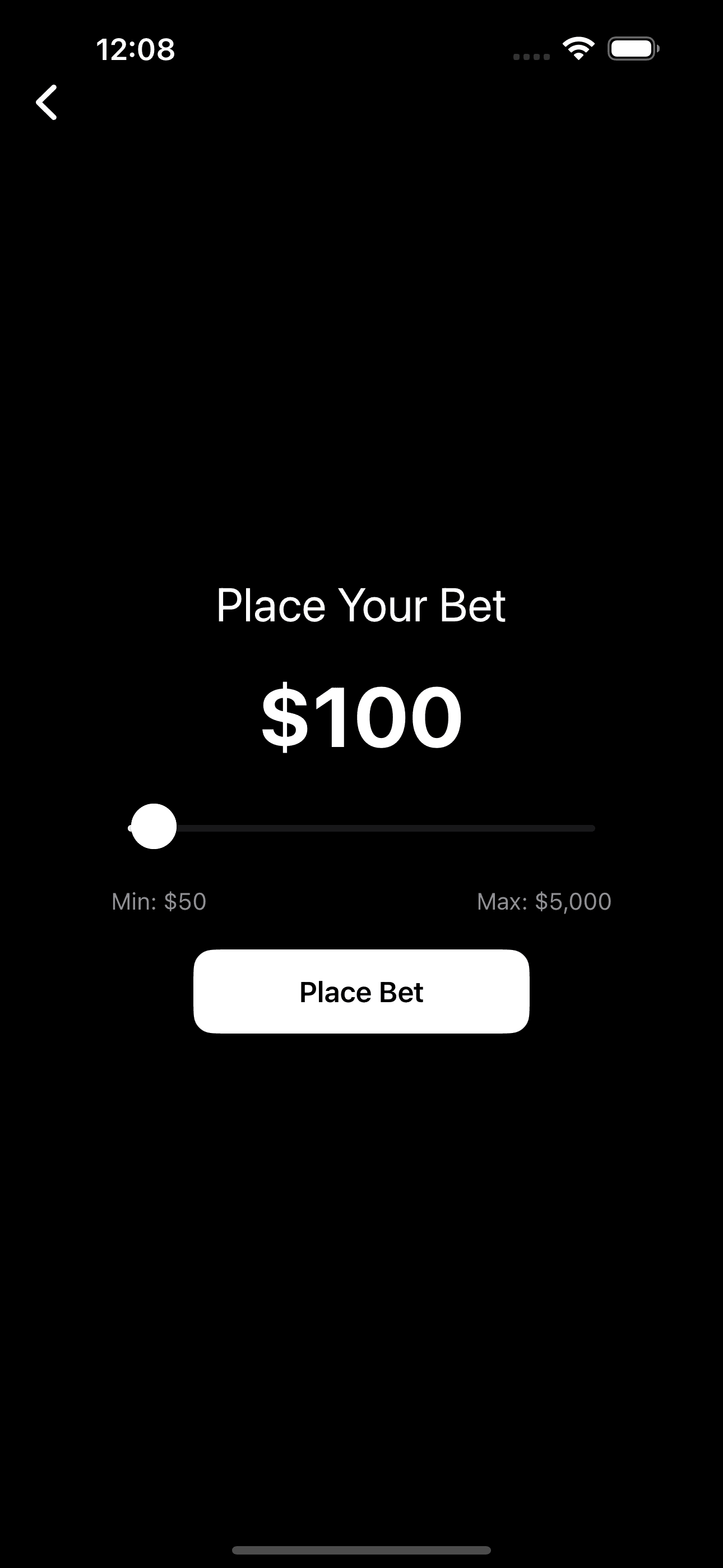 BlackCard Betting Screen