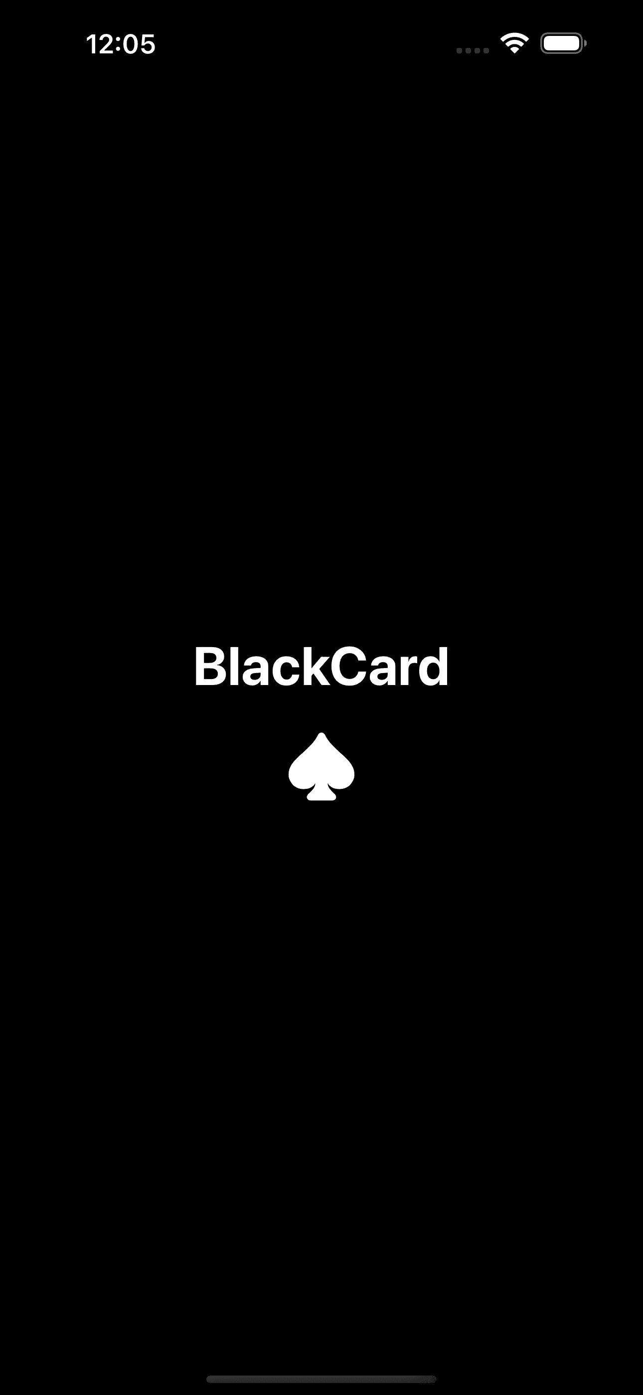 BlackCard Home Screen