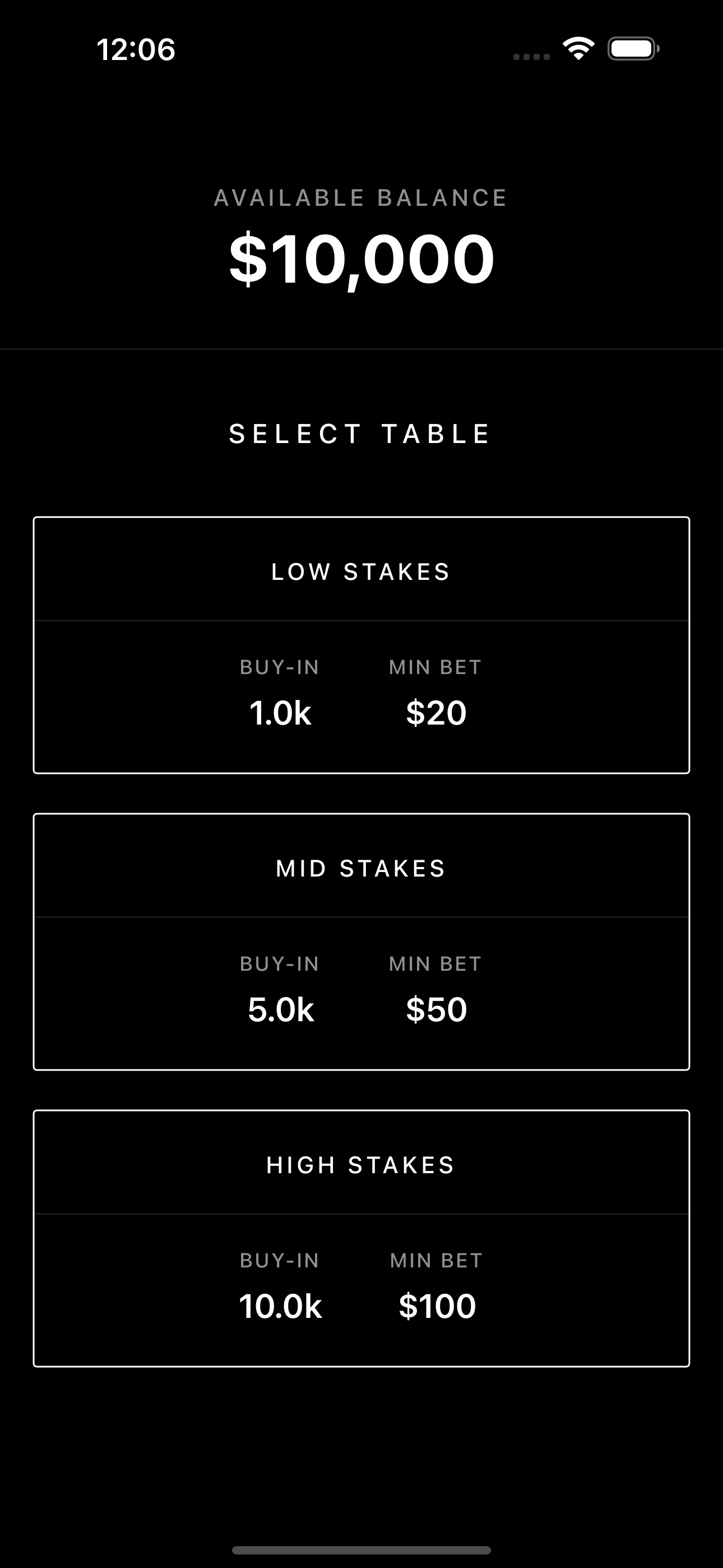 BlackCard Table Screen