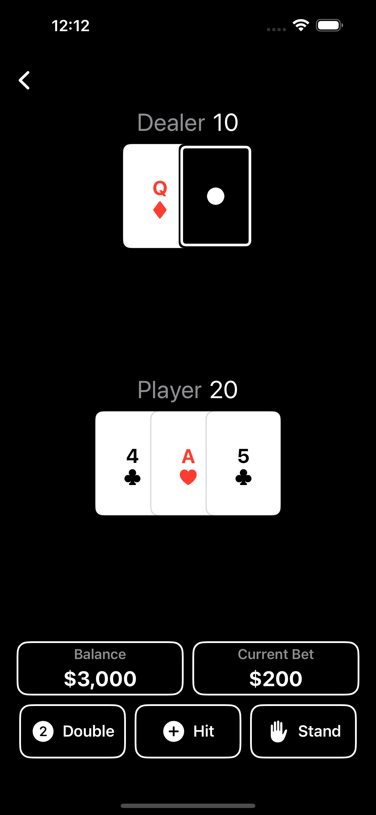 BlackCard Gameplay Screen